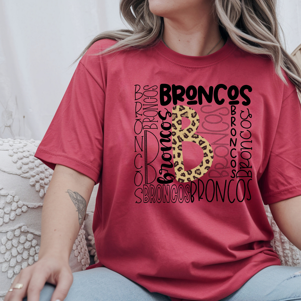 Broncos Leopard B Typography Tee | Gildan Softstyle