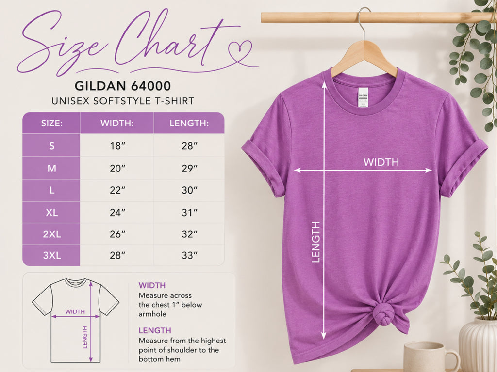 Gildan Softstyle 64000 size chart