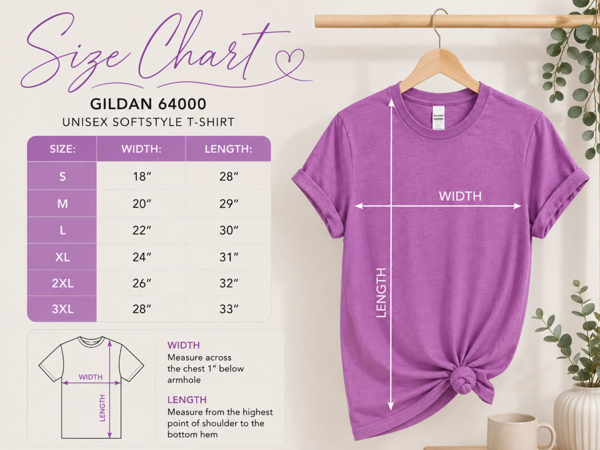 Gildan Softstyle 64000 size chart